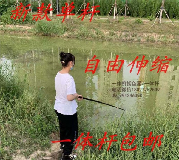 锂电一体杆、抄网竿一杆清渔具抄网杆3.8米