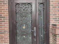 家用客厅入户铁艺单开门 别墅玻璃铁艺门 北京厂家定制