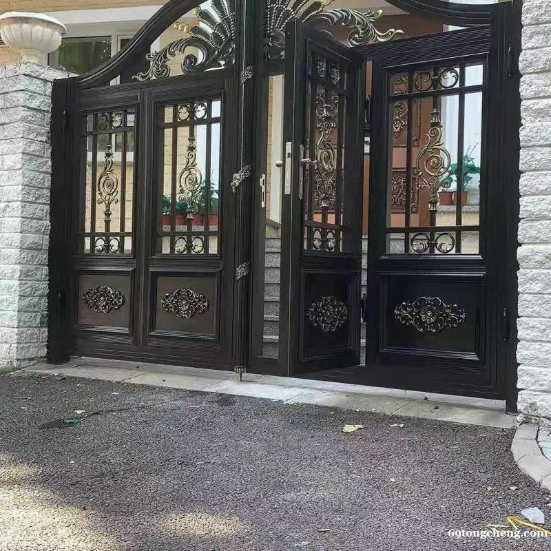 铝艺大门 别墅对开门 庭院小区电动铝艺门 铝艺大门 别墅对开门 庭院小区电动铝艺门