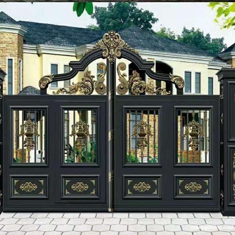 农村自建房大门 庭院铝艺防盗对开门 金铜韵别墅大院铝合金门 农村自建房大门 庭院铝艺防盗对开门 金铜韵别墅大院铝合金门