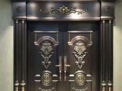 新中式别墅庭院进户铜门北京金铜韵制定