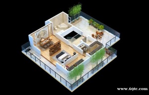 西安建筑外墙立面效果图制作|厂房景观鸟瞰图|3D户型图设计