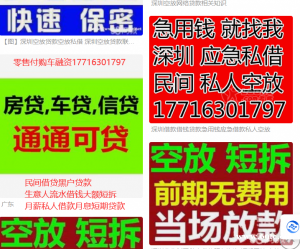 应急贷款公司短期周转大额急用钱民间借贷深圳短期空放私人借贷无抵押空放